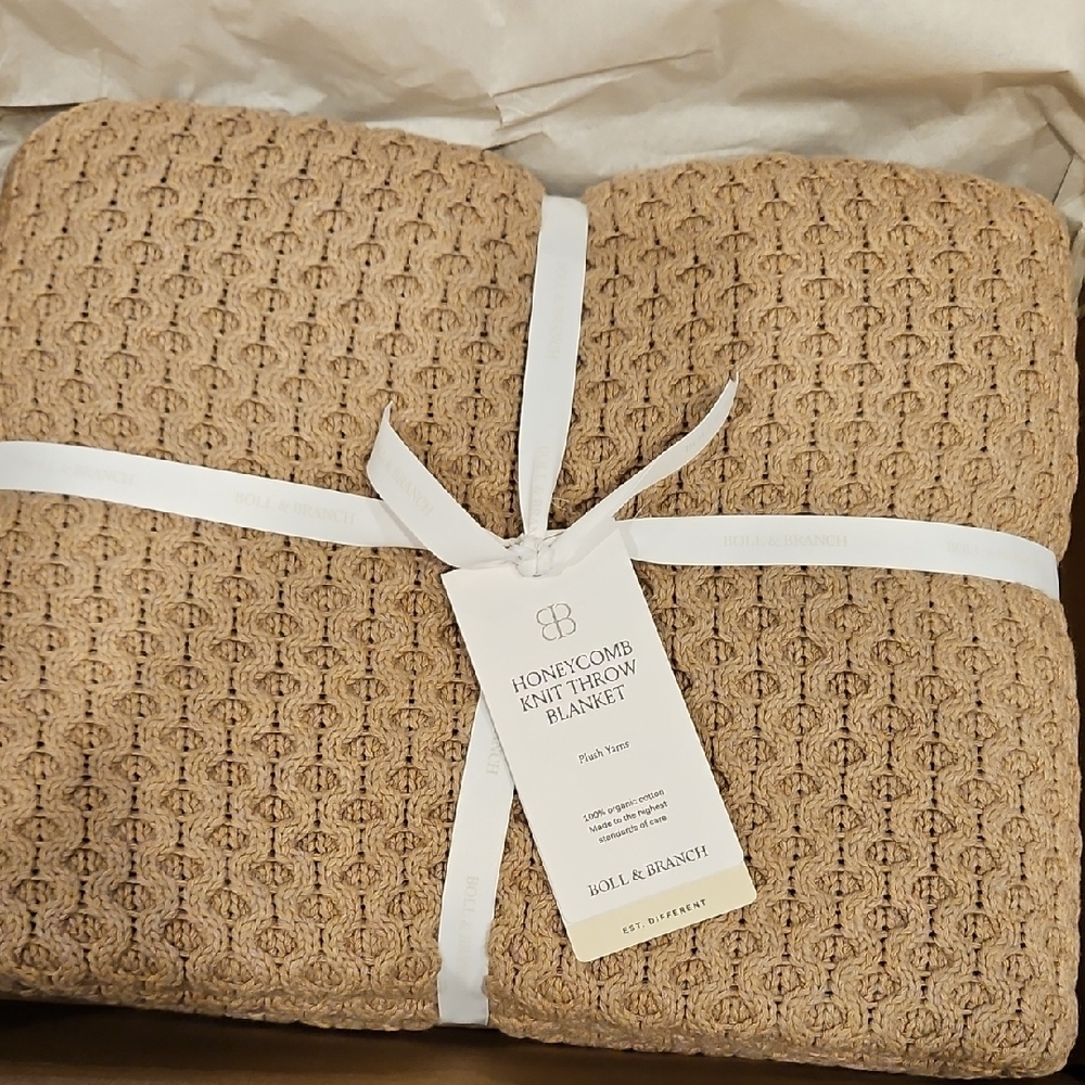 Boll & Branch Honeycomb Knit Throw Blanket - Warm Tan